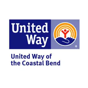 A united way logo with the sun behind it.